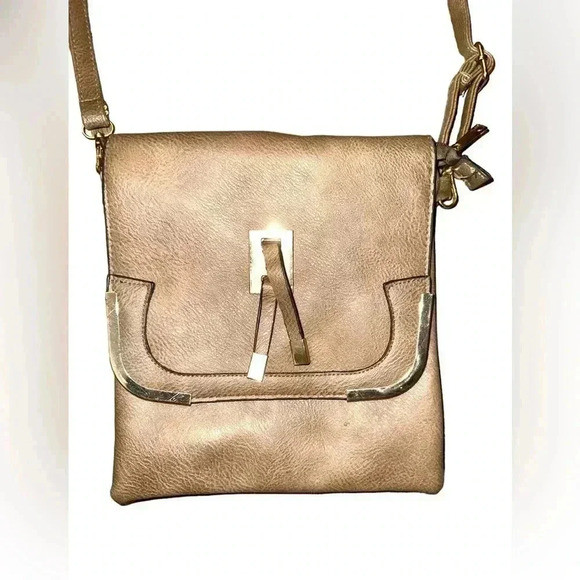 Metallic Bronze Crossbody Purse with Adjustable Strap - Picture 1 of 10